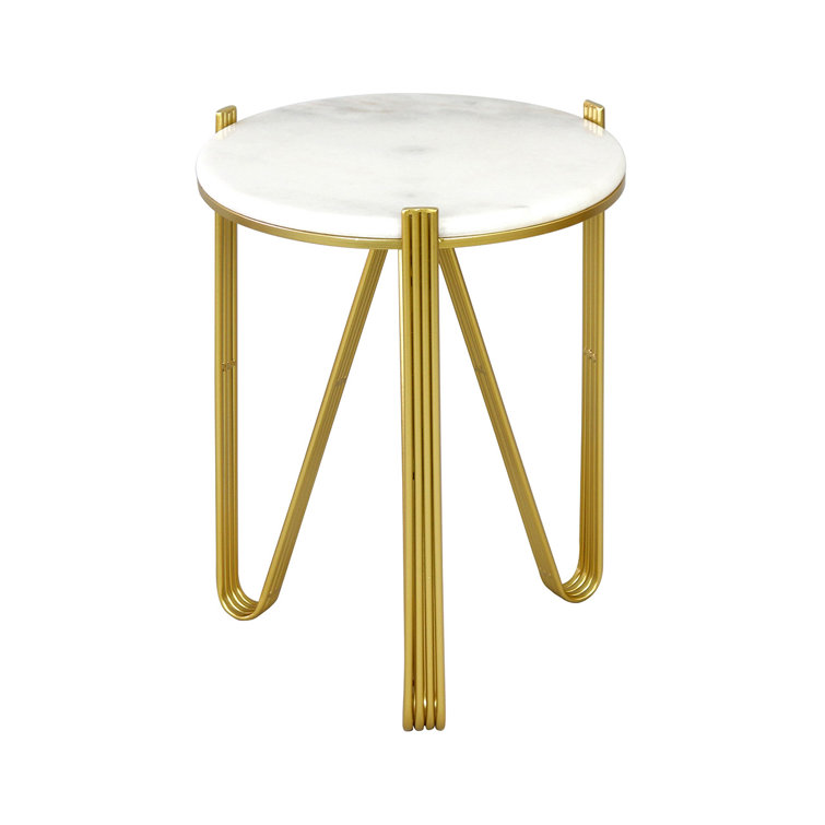 CIMC Home White Marble End Table With Gold Wayfair.co.uk